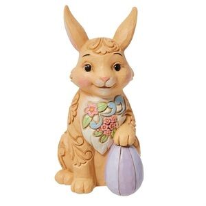 Jim Shore Tan Bunny Toy with Floral Design
